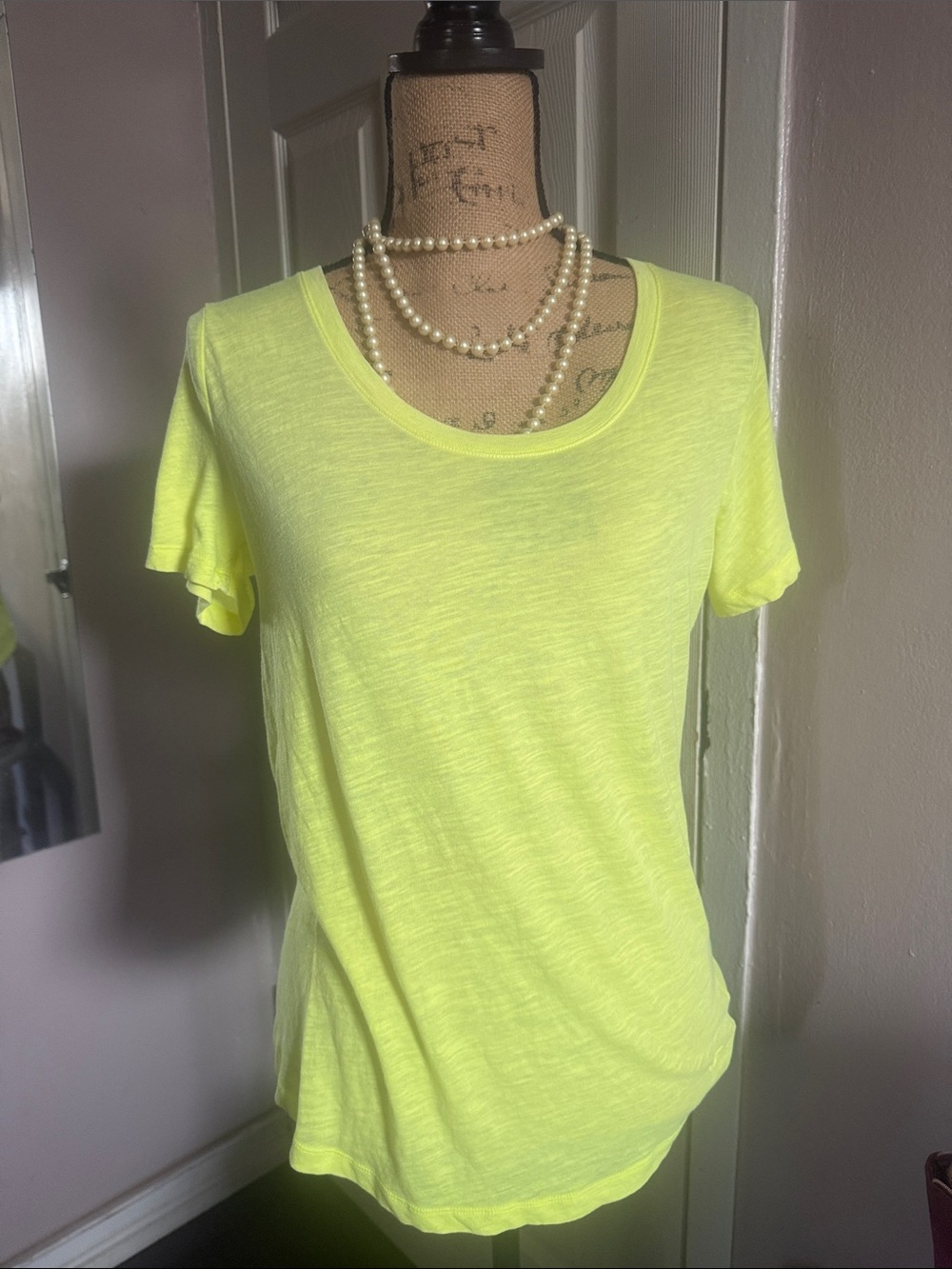 PINK Victoria's Secret Neon Yellow Short Sleeve Scoop Neck Tee